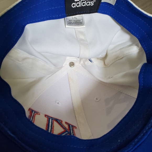 VTG Adidas Kansas Jayhawks KU Half Mesh Fitted Dad Hat Size L/XL - Picture 4 of 4